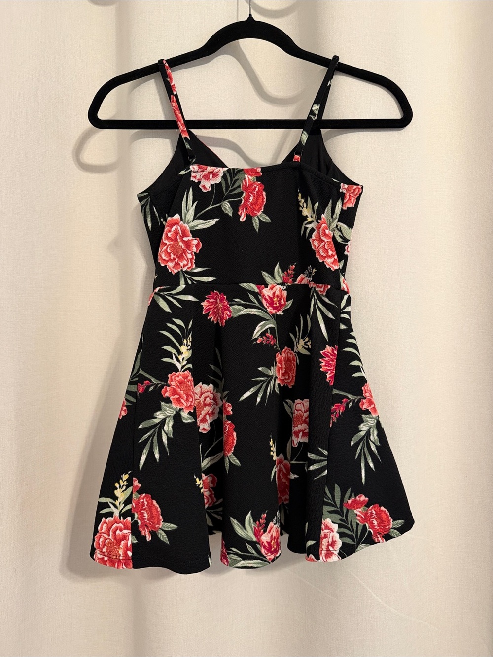 No Boundaries Black Floral Spaghetti-Strap Sundress - Picture 2 of 8